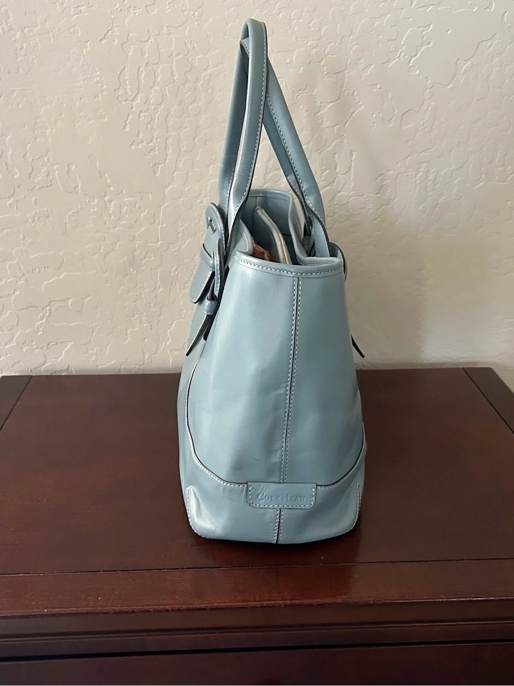 Vintage 90s Cole Han top handle bag Ice Blue